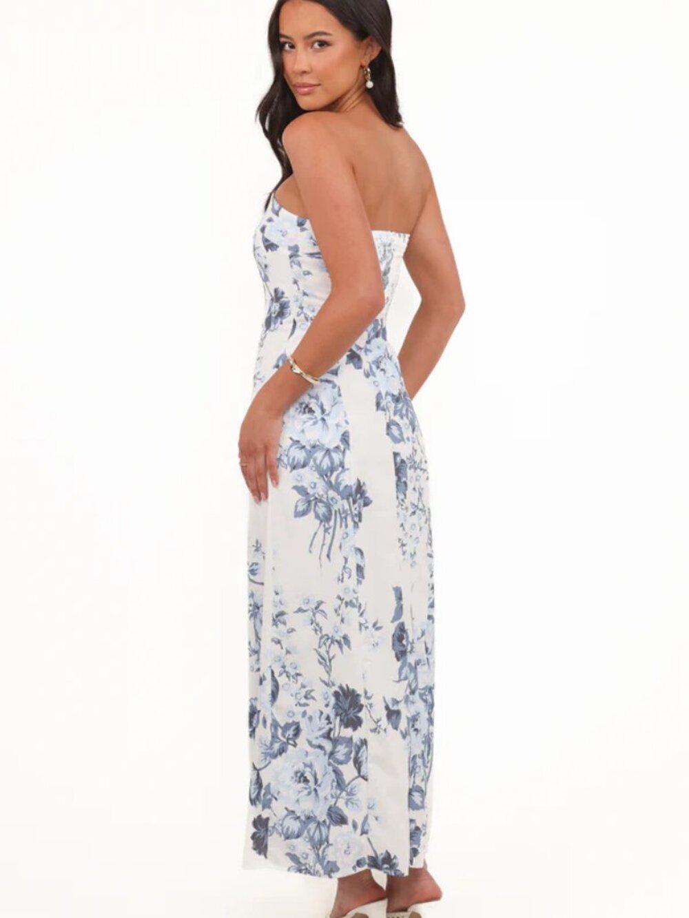 Petal and Pup Tamara Strapless Midi Dress - White Blue - Size XL - Picture 3 of 11